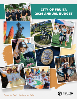 The front cover of the 2024 budget with a collage of community photos