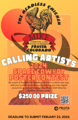 A poster for the 2024 Mike the Headless Chicken Art Contest